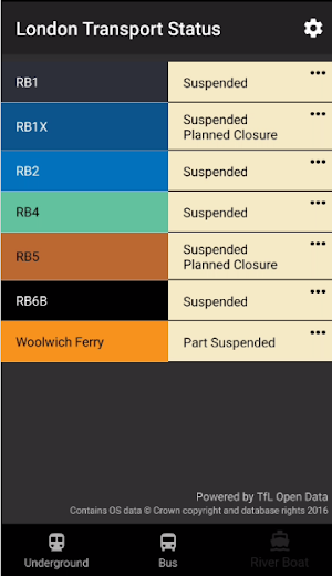 London Transport Status Screenshot 3