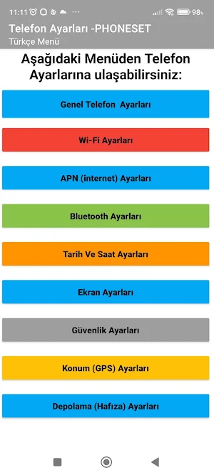 Telefon Ayarları -PhoneSET Screenshot 1