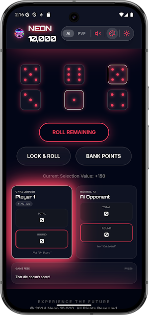 Offline 10000 Dice Neon Farkle Screenshot 1