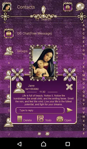 Virgin Mary Lilac Go SMS theme Screenshot 2