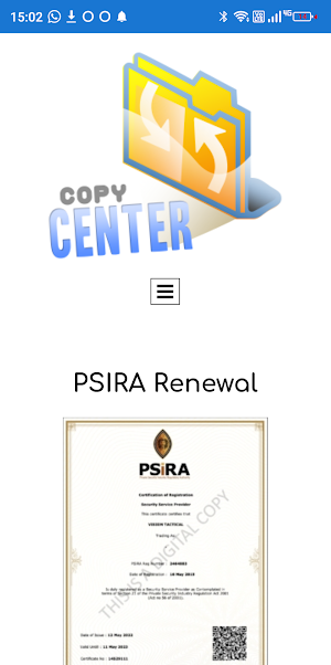 PSIRA Certification Renewal Screenshot 0