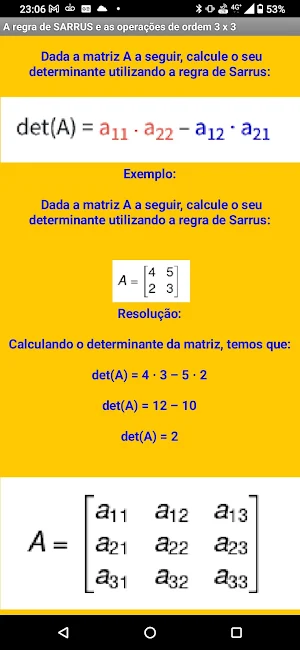 Regra de Sarrus e as matrizes Screenshot 2