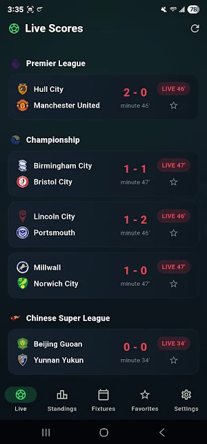 Playfy-Tv: Livescores Screenshot 1