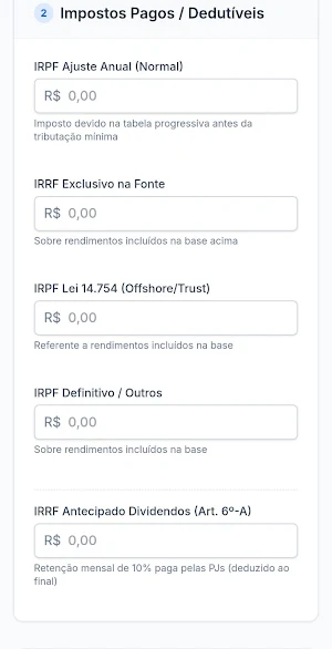 Simulador IRPF Mínimo Screenshot 2
