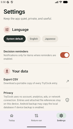TryClock: Return Reminder Screenshot 3