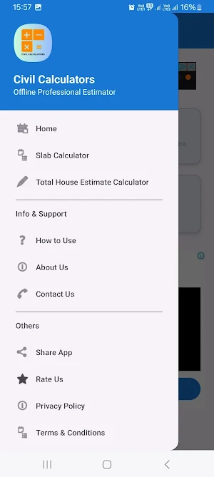 Civil Calculators & Estimators Screenshot 1