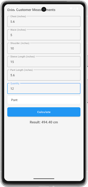 Clothes Measurement Tracker Screenshot 2
