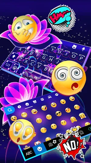 Purple Neon Flowers Keyboard Theme Screenshot 3