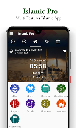 Islamic Pro - Holy Quran, Prayer Timings, Tasbeeh Screenshot 0