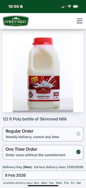 Golden Valley Milk Delivery Screenshot 2