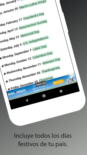 Spain Calendar with Holidays Screenshot 0