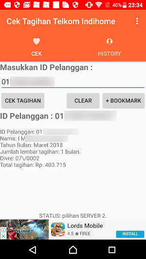 Cek Tagihan Telkom Indihome Screenshot 1
