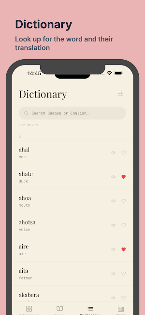 Basque Vocabulary Screenshot 0