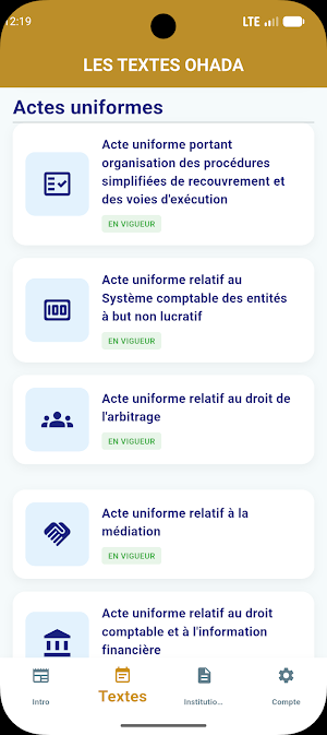 Droit OHADA - Guide juridique Screenshot 2