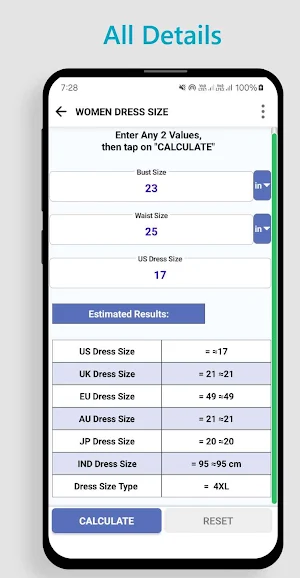 Global Clothing Size Converter Screenshot 2