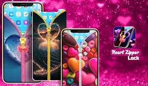 Heart zipper screen lock Screenshot 0