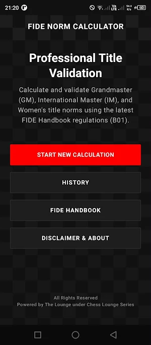 FIDE Norm Calculator Screenshot 0