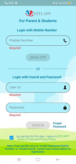 ESTLAPP Parent App Screenshot 1
