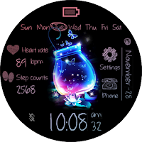 BFF41-Neon Art Wish glass bott