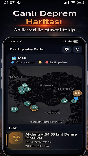 Deprem Radar TR AZ-Canlı Uyarı Screenshot 0