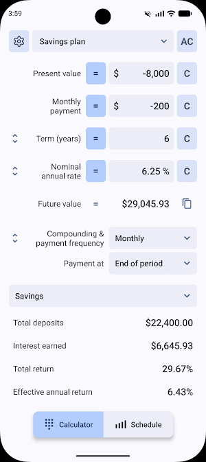 Curve TVM financial calculator Screenshot 0