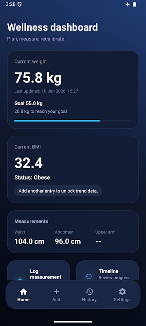 Weight Tracker BMI Calculator Screenshot 0