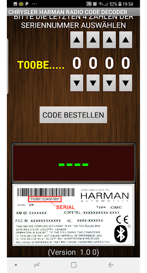 Chrysler Harman T00BE Serial Radio Code Decoder Screenshot 1