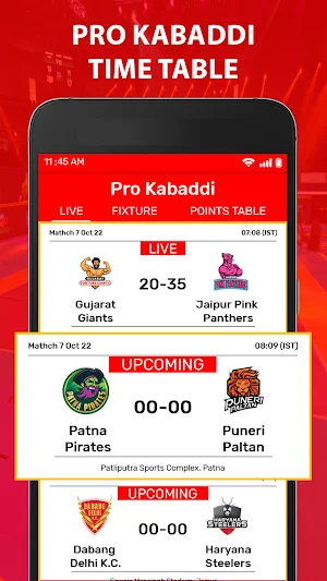 Pro Live Kabaddi Score Match Screenshot 0
