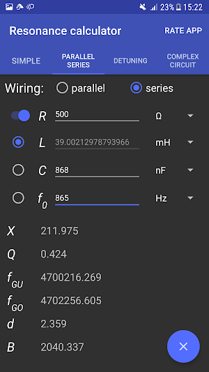 Resonance Calculator Screenshot 3