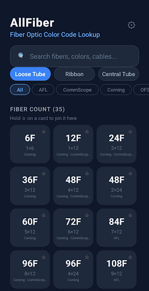 Fiber Optic Color Code Lookup Screenshot 0