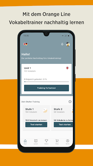 Orange Line Vokabeltraining Screenshot 0