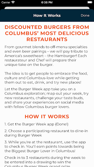Columbus Burger Week Screenshot 1