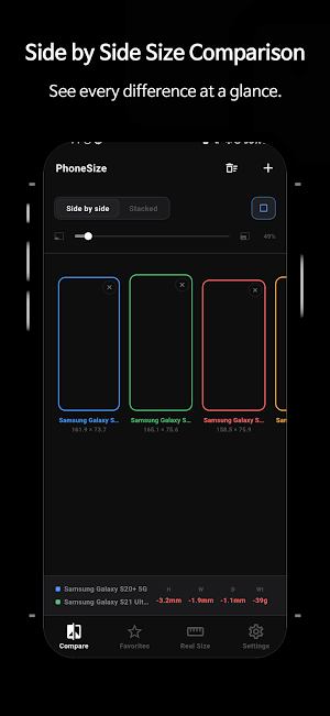 Phone Size - Comparison Tool Screenshot 3