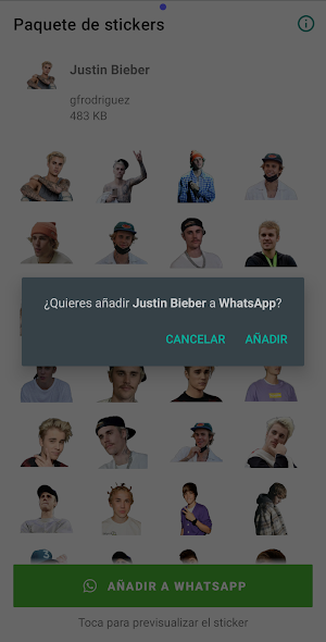 WAStickerApps - Justin Bieber  Screenshot 1