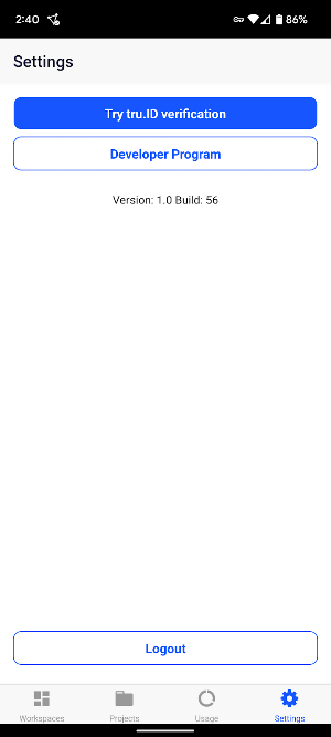 tru.ID developer console Screenshot 1