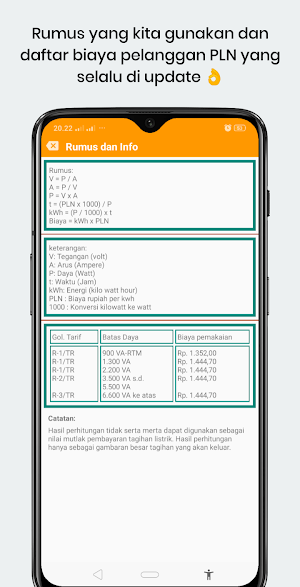 Kalkulator Pemakaian Listrik Dirumah Screenshot 1