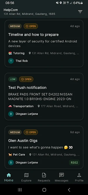 HelpCom - Offer help to others Screenshot 0