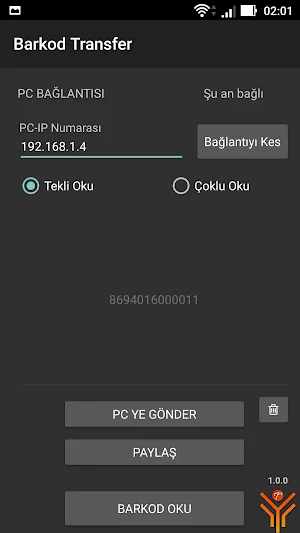 Barkod Transfer Screenshot 1