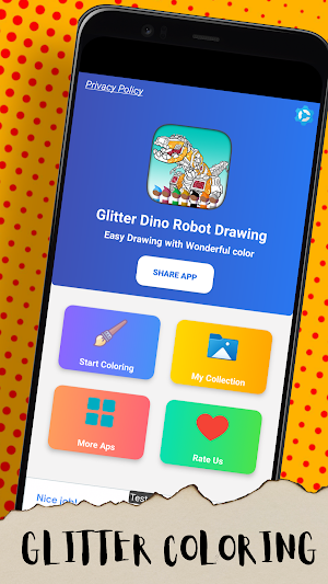 Glitter Dino Robot Drawing Screenshot 2