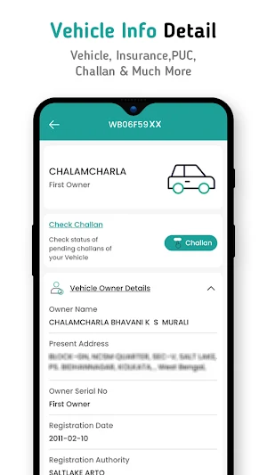RTO Vehicle Information App Screenshot 1