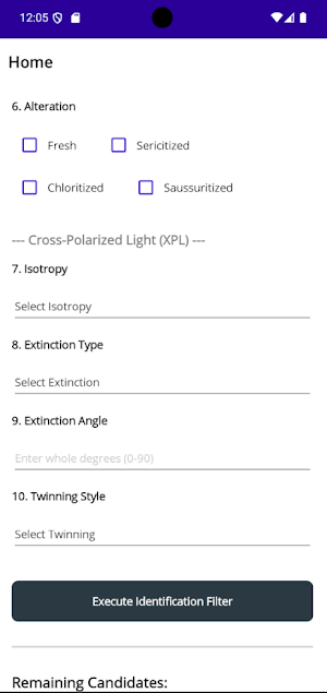 Optical Mineral Identifier Screenshot 3