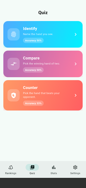 Poker Rank Trainer: Hand Quiz Screenshot 1