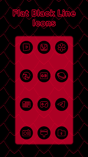 Red On Black Line Icons Screenshot 2
