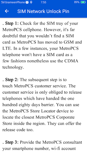 Unlock MetroPCS Phone Guide Screenshot 2