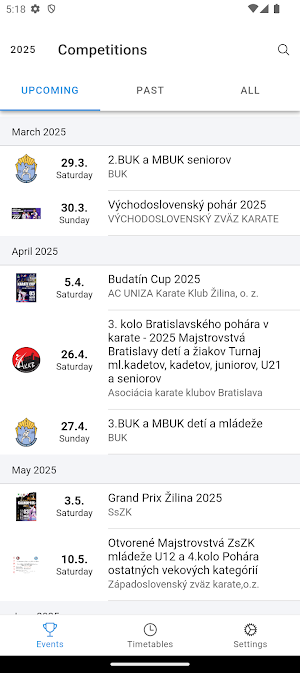 Súťaže KARATE mobile Screenshot 1