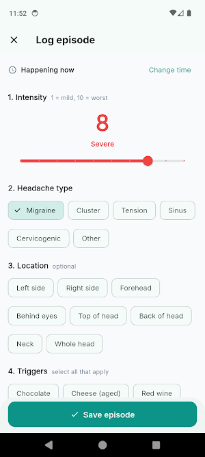 Migraine & Headache Journal Screenshot 1