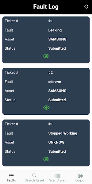 Fault Log Screenshot 0