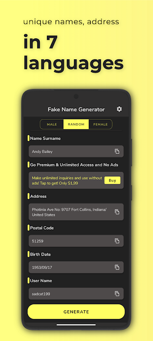 Fake Name Generator Screenshot 2