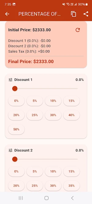 Percentage Off Calculator Screenshot 1