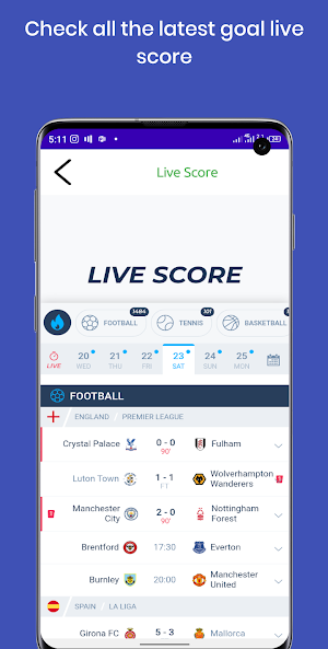 Football LiveScore& Highlights Screenshot 1